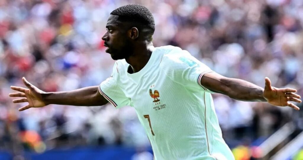 Con Mbappé como figura, Francia venció a Marruecos y avanzó a las semifinales del Mundial Ousmane Dembélé celebra el segundo gol de Francia.