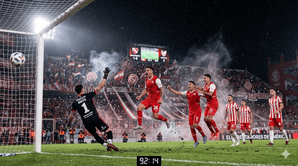 Abaldo marca el gol de Independiente ante Instituto