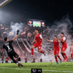 Abaldo marca el gol de Independiente ante Instituto