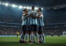 Jugadores de Argentina celebrando un gol ante Mauritania en La Bombonera