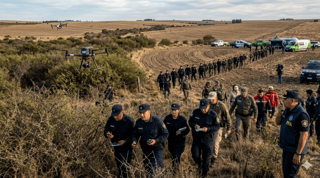 operativo de búsqueda con policías y drones por la desaparición de una niña en Córdoba