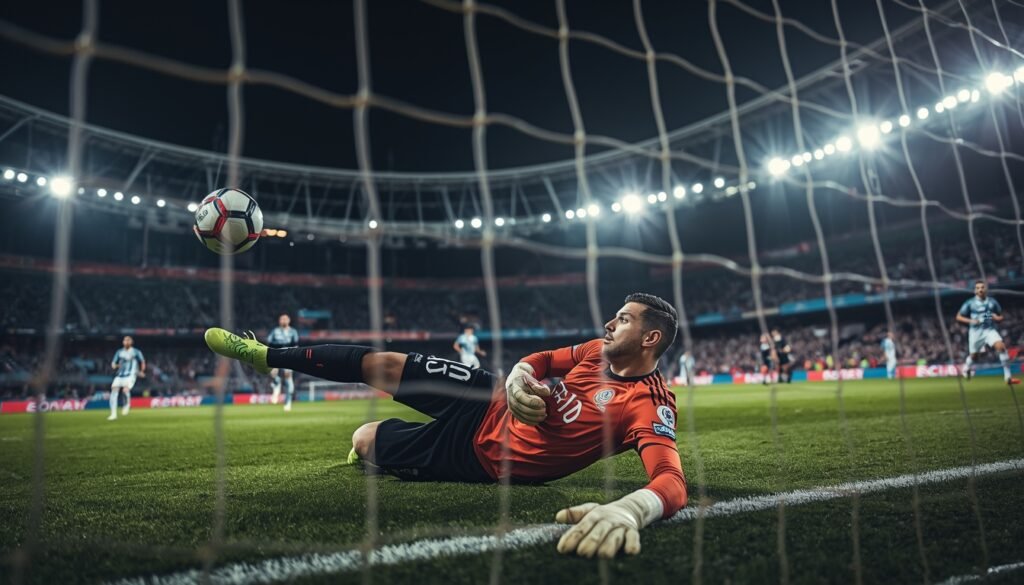 Facundo Cambeses ataja el penal ante Belgrano
