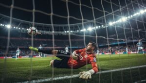 Facundo Cambeses ataja el penal ante Belgrano