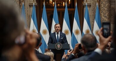 Manuel Adorni durante conferencia de prensa en Casa Rosada