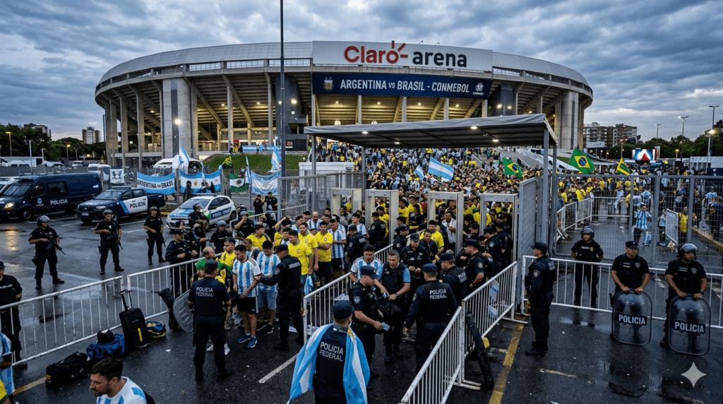 Controles de seguridad en los accesos al Claro Arena
