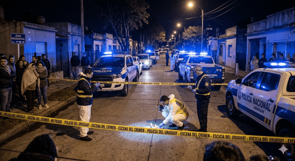 Escena policial en Uruguay tras el asesinato de un adolescente