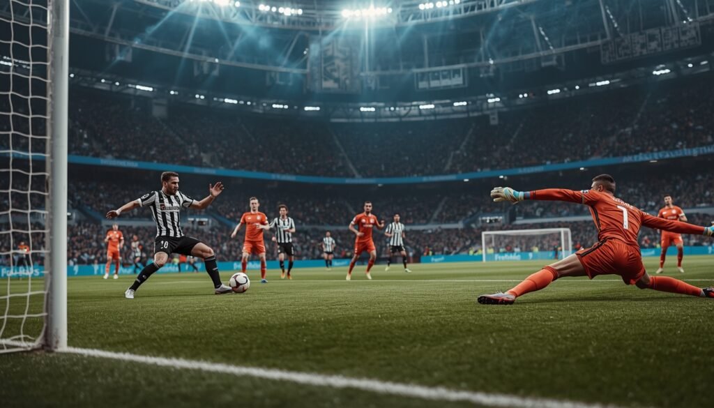 Jugador de Independiente rematando ante Atenas en Copa Argentina