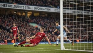 Milos Kerkez marca el gol del empate para Liverpoo