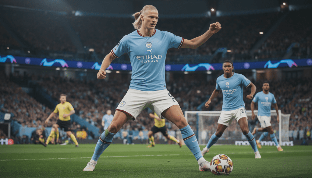 haaland en partido contra real madrid champions league