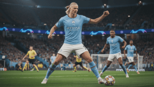 haaland en partido contra real madrid champions league