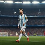 Lionel Messi ingresando en el segundo tiempo ante Mauritania