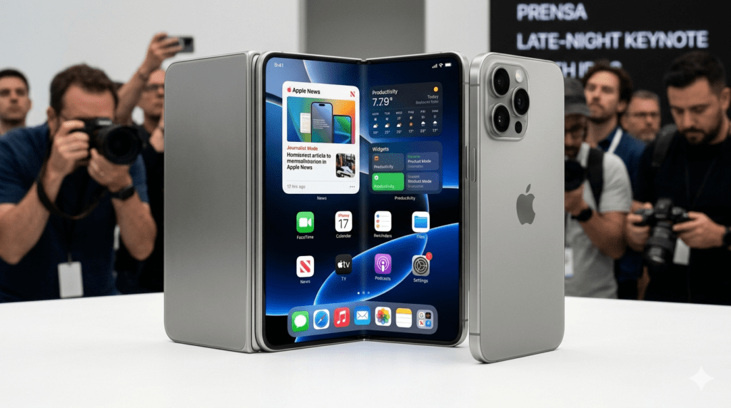 Bisagra del iPhone plegable mostrando tecnología flexible