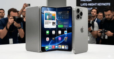 Bisagra del iPhone plegable mostrando tecnología flexible