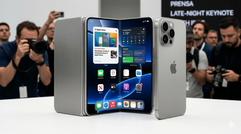 Bisagra del iPhone plegable mostrando tecnología flexible