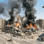 Ataque aéreo israelí contra posiciones y depósitos de armas de Hezbollah en Beirut, Líbano