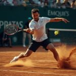 Juan Manuel Cerúndolo durante su partido en Marrakech