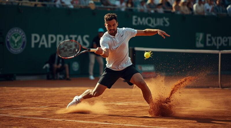 Juan Manuel Cerúndolo durante su partido en Marrakech