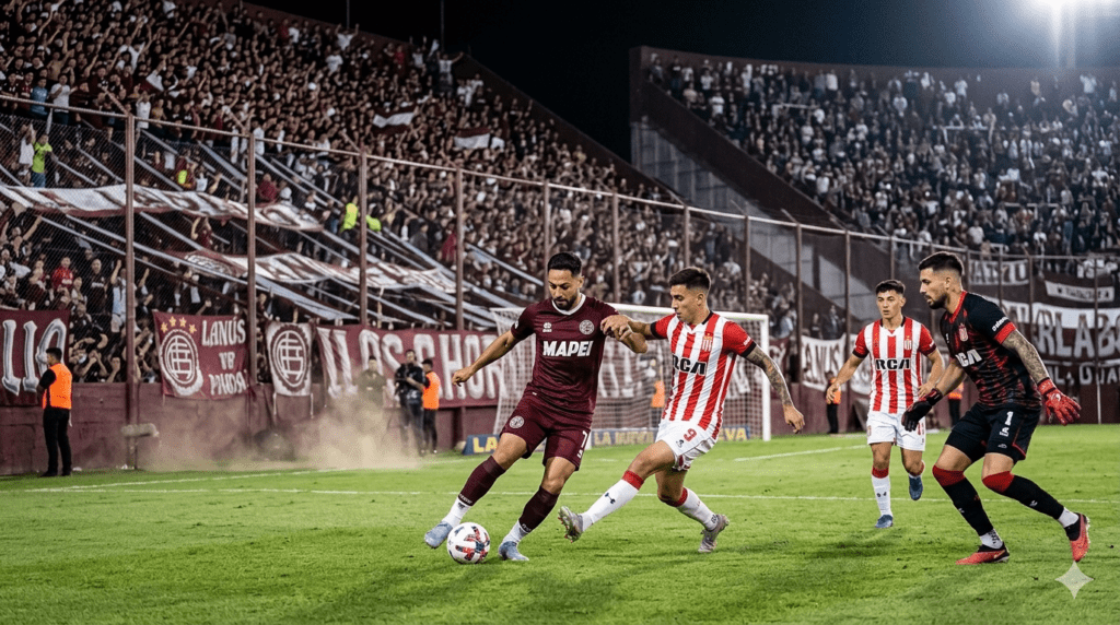 Dylan Aquino celebra el gol de Lanús ante Estudiantes en el Torneo Apertura