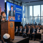 Javier Milei durante un discurso en Nueva York hablando sobre Israel