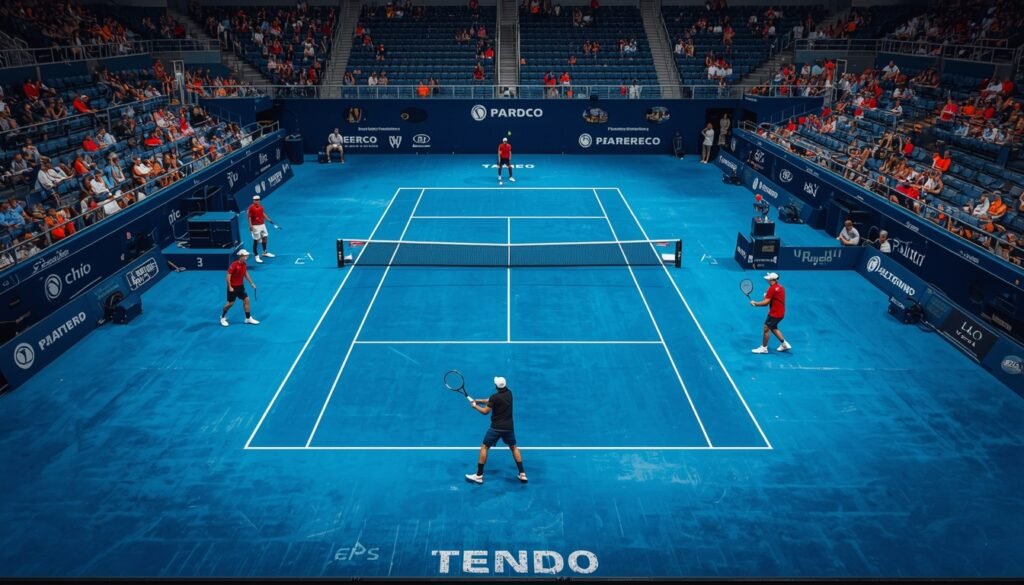 Intercambio durante un partido en cancha de arcilla