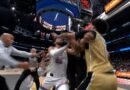 Jugadores de la NBA protagonizan una pelea cerca del público durante un partido