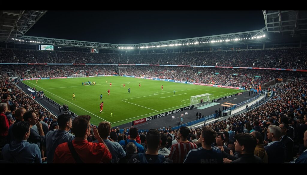 Jugador de River celebra un gol ante Estudiantes de Río Cuarto en estadio lleno