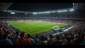 Jugador de River celebra un gol ante Estudiantes de Río Cuarto en estadio lleno