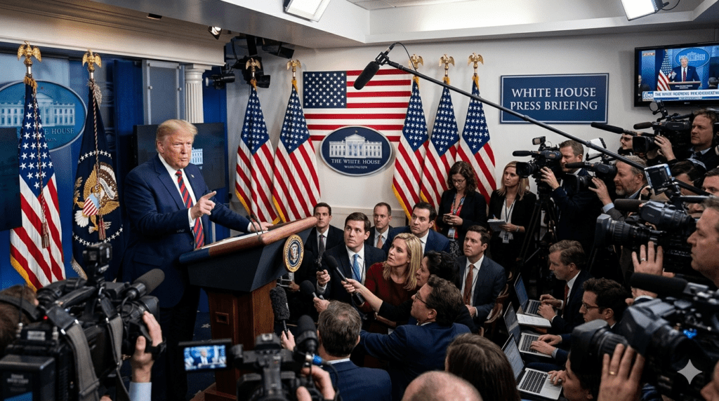 Donald Trump hablando sobre Cuba en conferencia