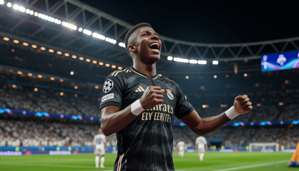 vinicius festejando gol real madrid vs manchester city champions league
