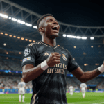 vinicius festejando gol real madrid vs manchester city champions league