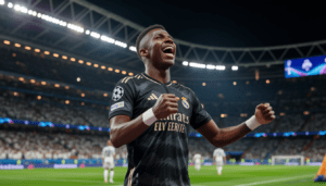 vinicius festejando gol real madrid vs manchester city champions league