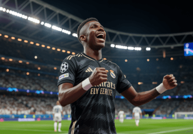 vinicius festejando gol real madrid vs manchester city champions league