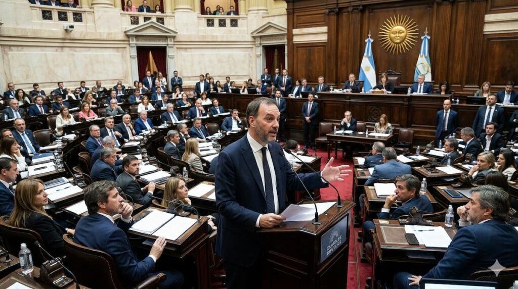 Manuel Adorni durante su informe en el Congreso