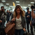 Agostina Páez llegando al aeropuerto en Argentina