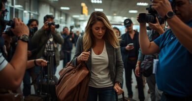 Agostina Páez llegando al aeropuerto en Argentina