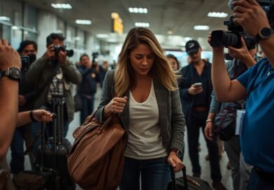 Agostina Páez llegando al aeropuerto en Argentina