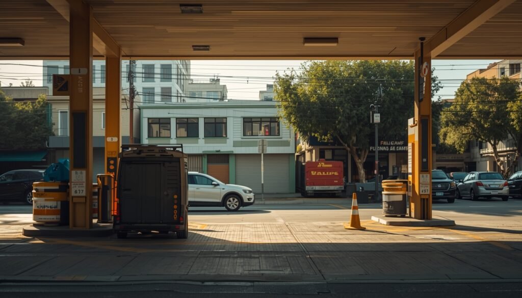 Estación de servicio con aumento de combustibles durante marzo de 2026