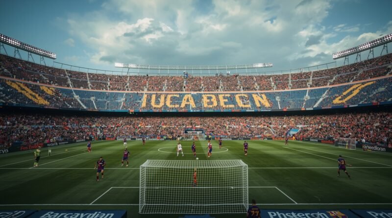 Jugada ofensiva del Barcelona ante Espanyol en el clásico catalán