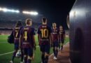 Jugadores del Barcelona antes del partido por Champions League