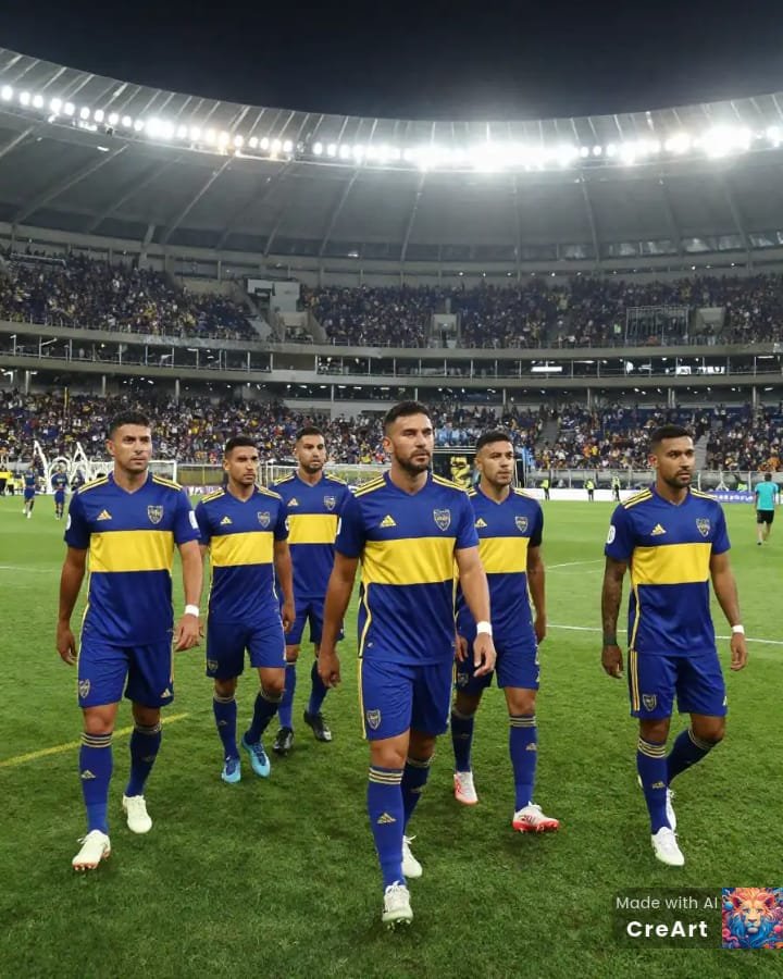Jugadores de Boca Juniors antes del debut en la Copa Libertadores