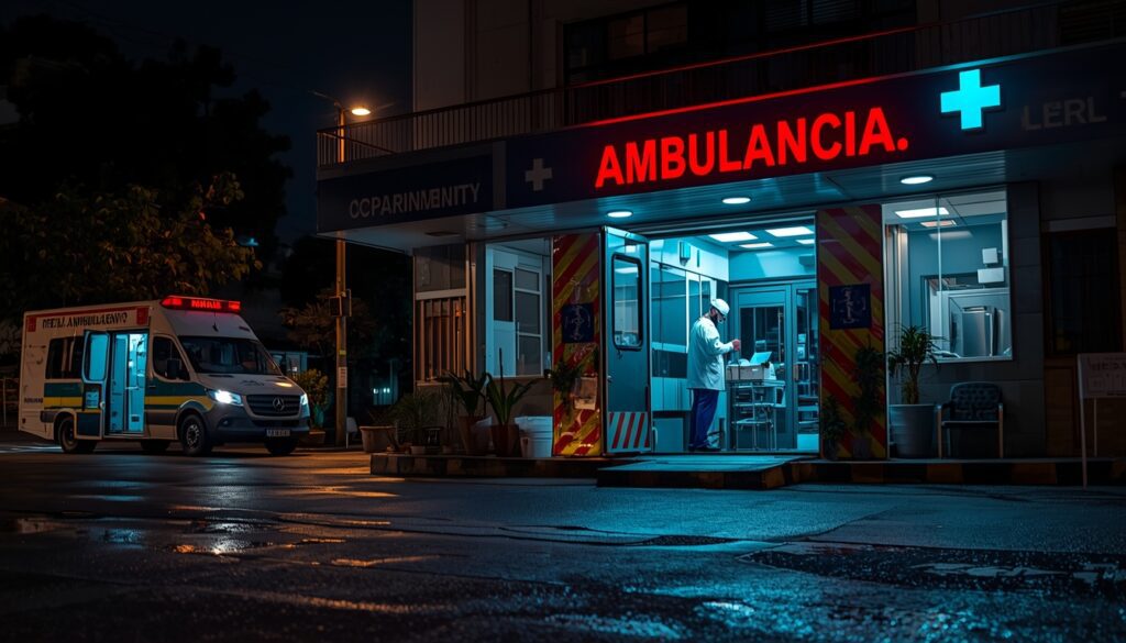 Ambulancia trasladando a un niño al hospital en Comodoro Rivadavia
