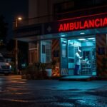 Ambulancia trasladando a un niño al hospital en Comodoro Rivadavia