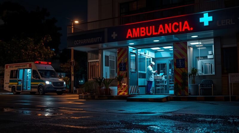 Ambulancia trasladando a un niño al hospital en Comodoro Rivadavia