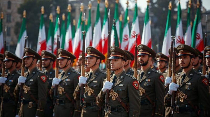 Miembros de la Guardia Revolucionaria Islámica durante una formación militar en Irán