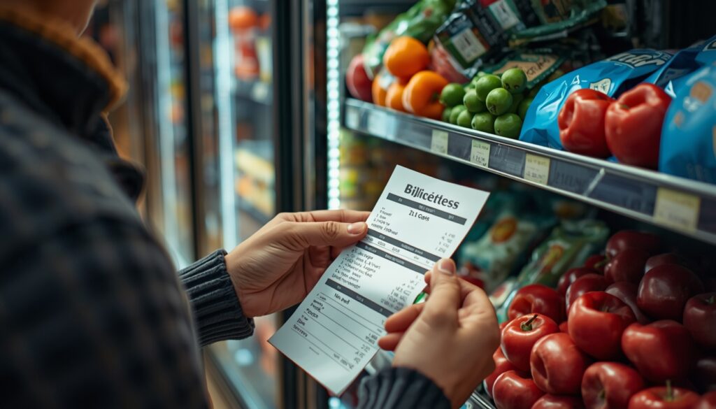 Persona revisando ticket de compras en medio del aumento de precios en marzo de 2026