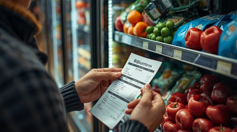 Persona revisando ticket de compras en medio del aumento de precios en marzo de 2026
