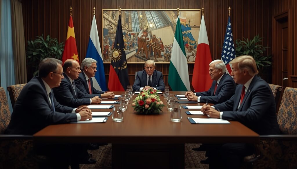 Representación de negociaciones diplomáticas entre países mediadores