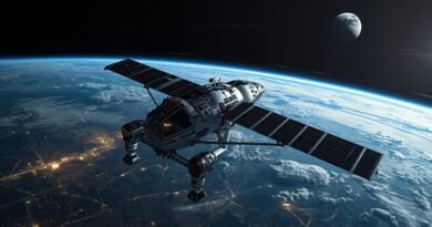 nave Orion de la misión Artemis II orbitando la Tierra