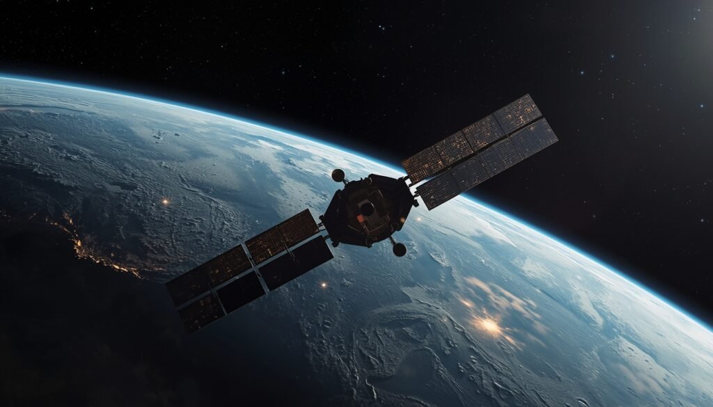 Nave Orión orbitando la Luna durante la misión Artemis II