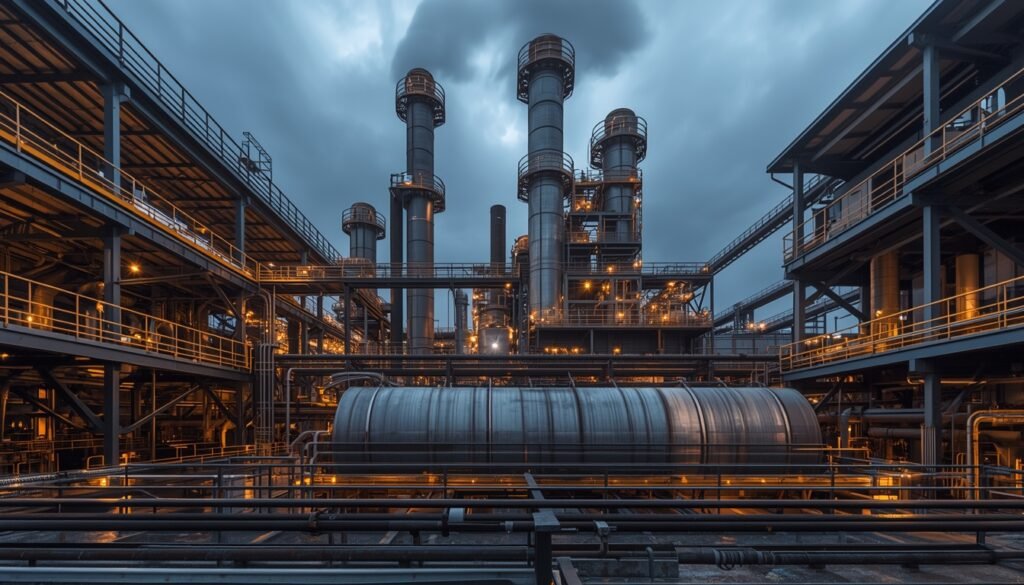 Planta industrial dedicada a la producción de celulosa